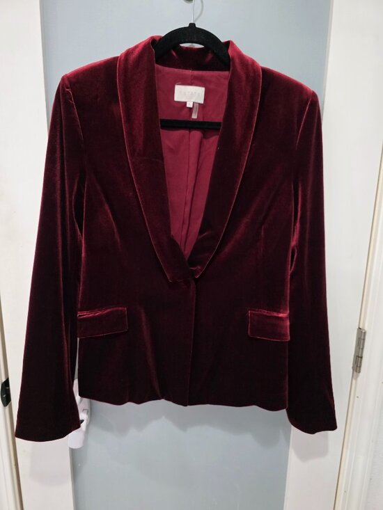 1. State Jackets & Blazers - 1.STATE Red Velvet Shawl Collar Blazer – Size 6 Holiday Jacket